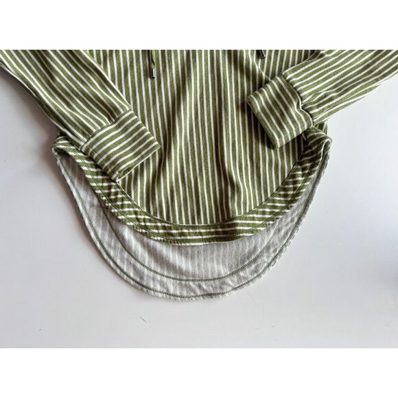 PILCRO Wharfside Green Striped Cotton Terry V-Neck Hooded Sweatshirt, Size S - Picture 10 of 14